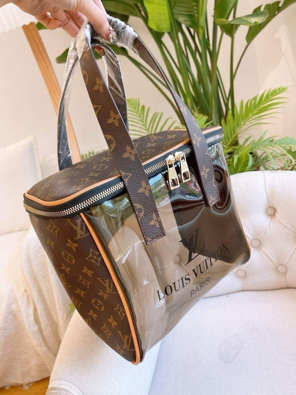 Brown Monogram PVC Tote Bag